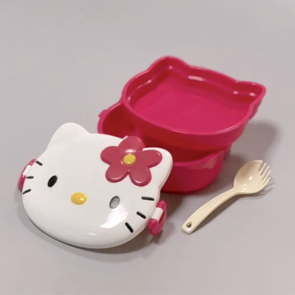 Hello Kitty Bento box , comes with spork (half spoon half fork)